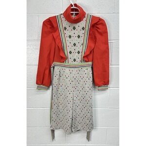 Jerell Of Texas VTG 70s Women's Red Polka Dot Flare Jumpsuit Stage Costume (Cut)